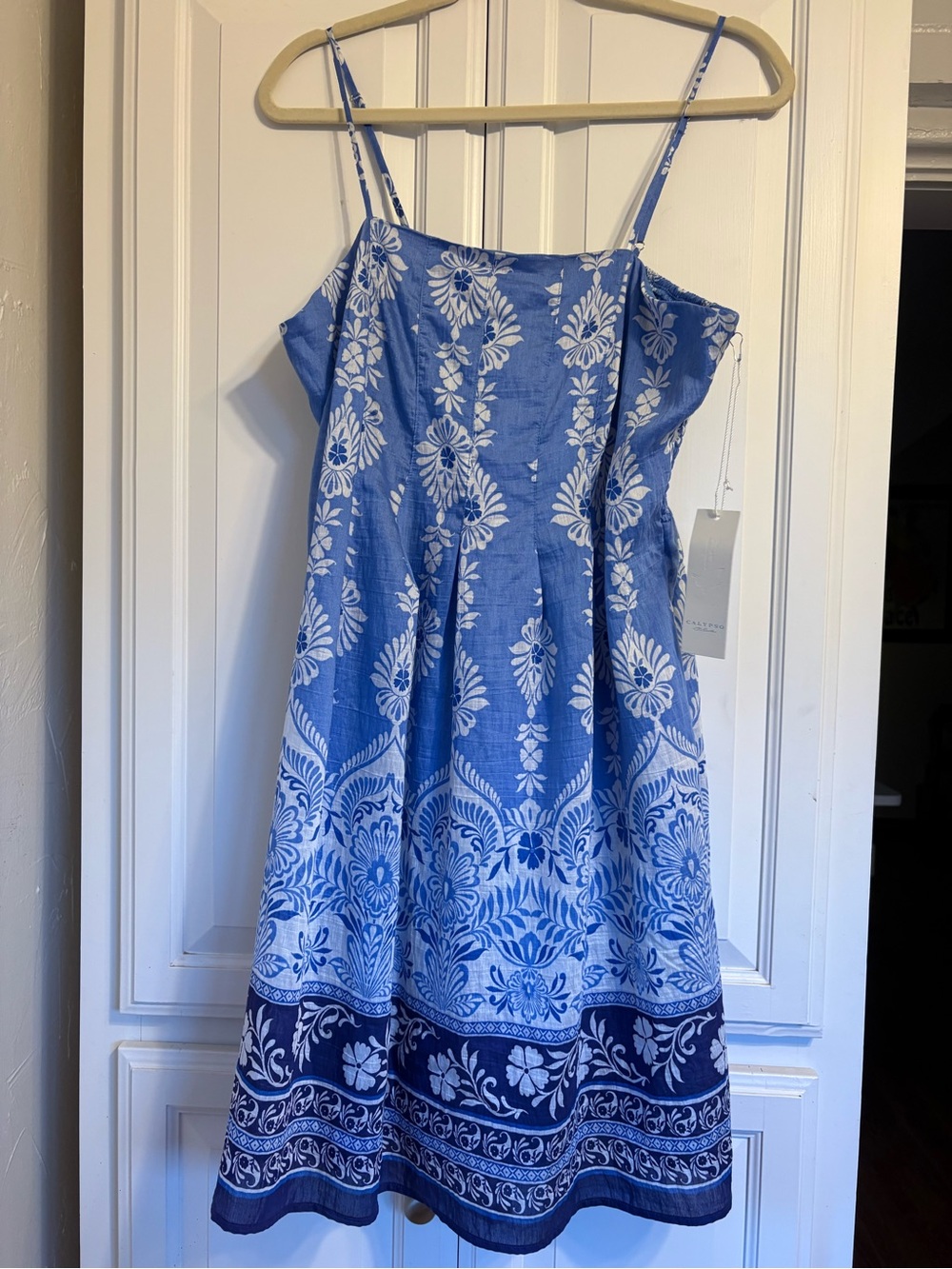 NWT Calypso St. Barth Blue Floral Mini Sundress  - Size Large